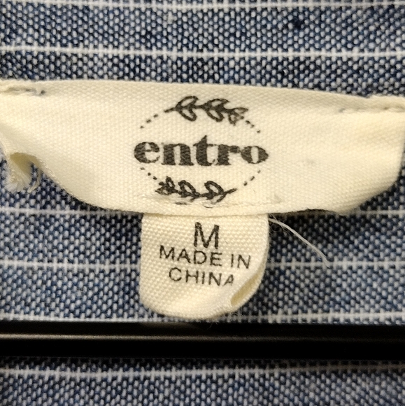 Entro Embroidered Floral Stripped Dress Women's M Blue Pink Boho Retro 90s Y2K - Picture 7 of 8